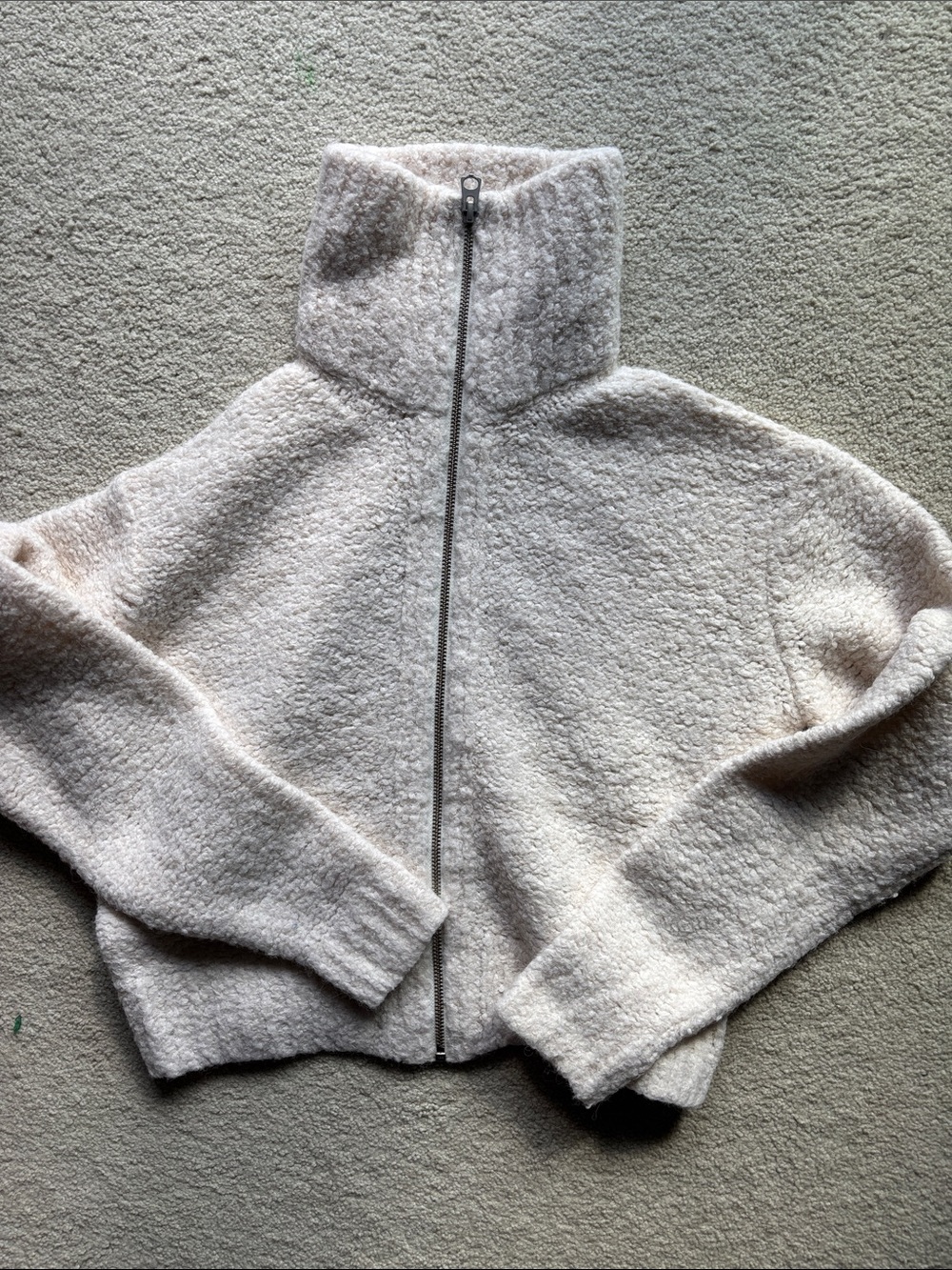 Wilfred Free Cozy High-Neck Zip Jacket in Light Cream